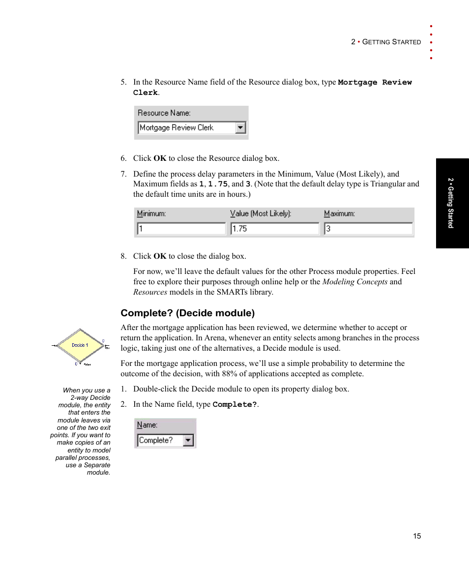 Complete? (decide module) | Rockwell Automation Arena Basic Edition Users Guide User Manual | Page 21 / 90