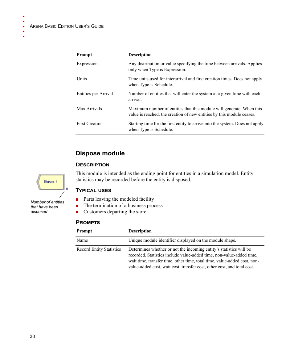 Dispose module | Rockwell Automation Arena Basic Edition Users Guide User Manual | Page 36 / 90