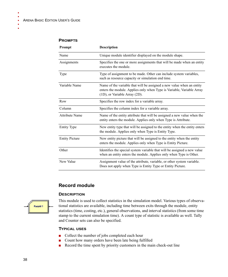 Record module | Rockwell Automation Arena Basic Edition Users Guide User Manual | Page 44 / 90
