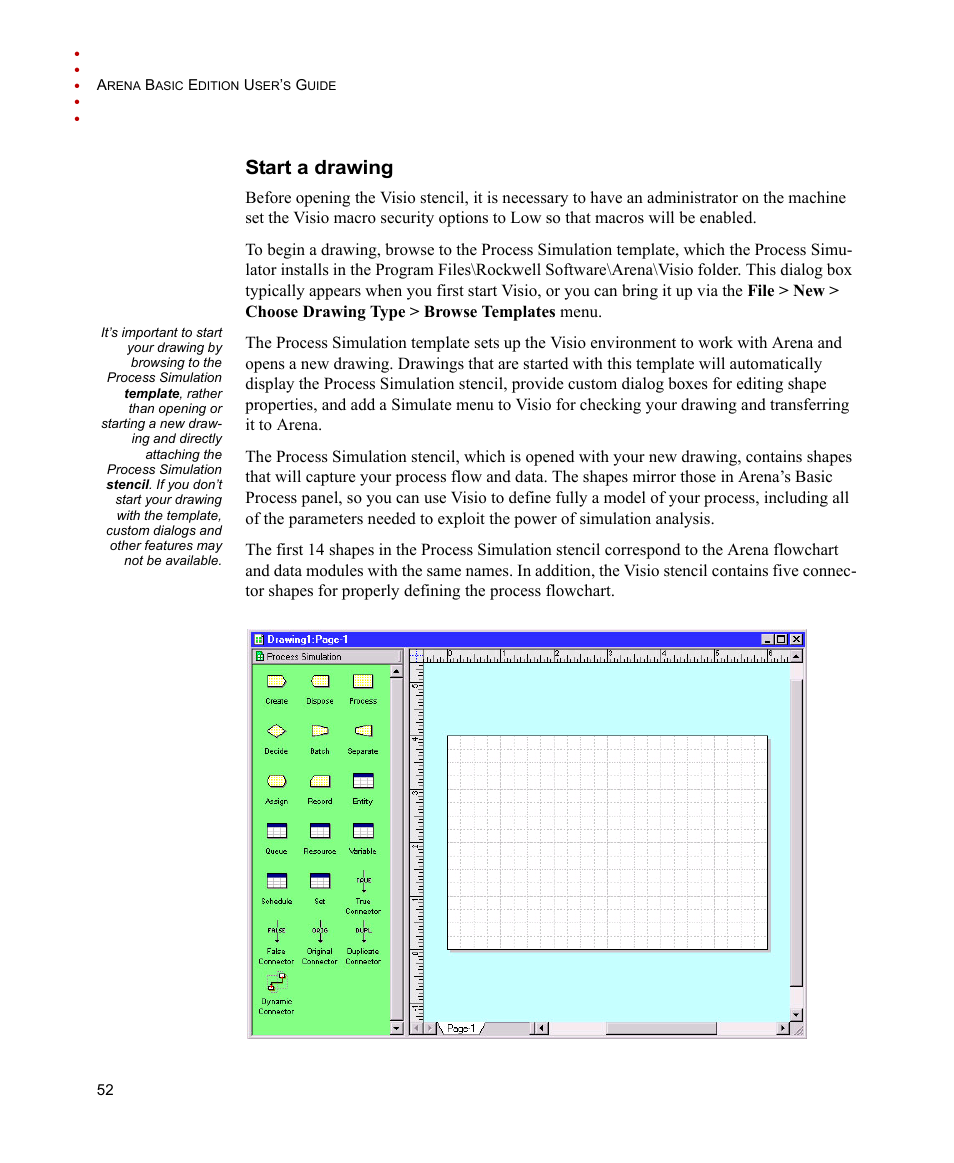 Start a drawing | Rockwell Automation Arena Basic Edition Users Guide User Manual | Page 58 / 90