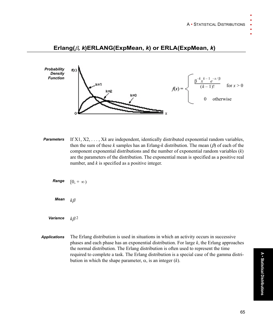 Erlang(b, Erlang, K )erlang(expmean, k ) or erla(expmean, k ) | Rockwell Automation Arena Basic Edition Users Guide User Manual | Page 71 / 90