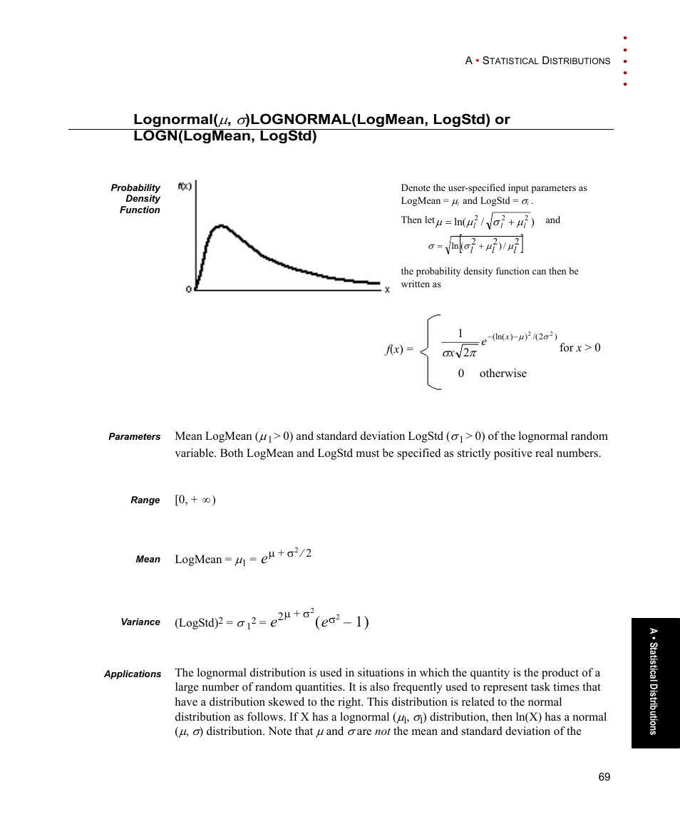 Lognormal(m, s), Lognormal | Rockwell Automation Arena Basic Edition Users Guide User Manual | Page 75 / 90