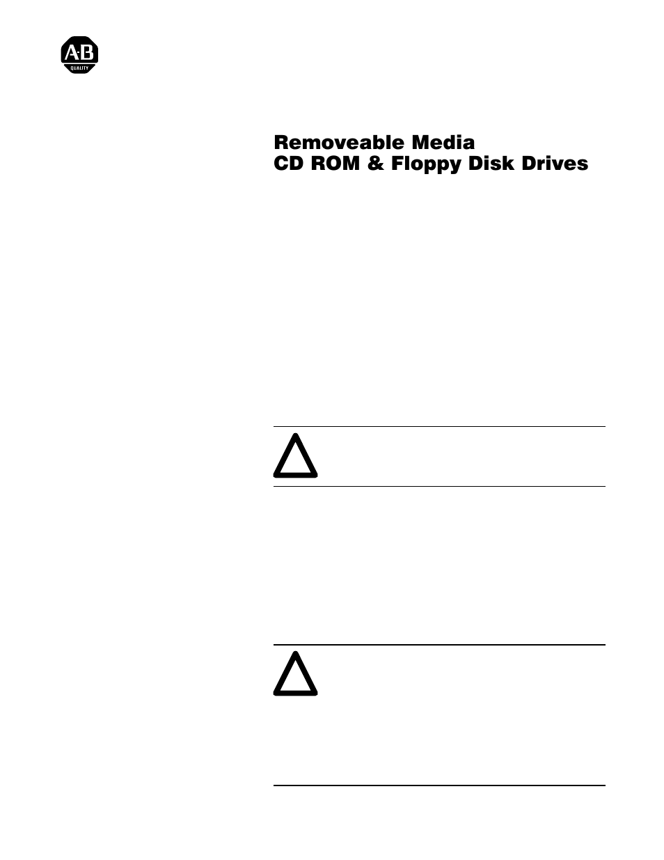 Rockwell Automation 6180 Removable Media CD ROM Floppy Drives (for 6180 Industrial Computers) User Manual | 8 pages