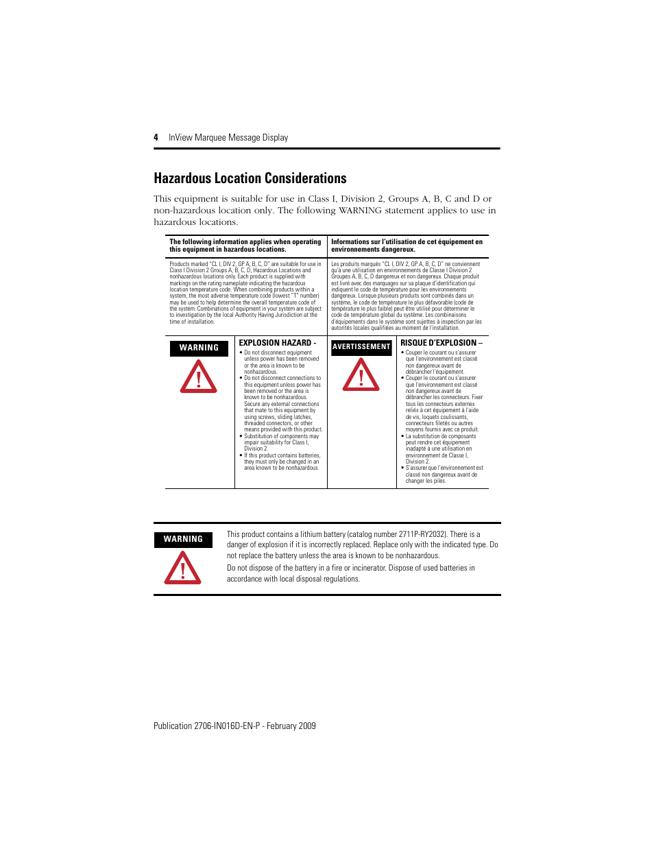 Hazardous location considerations | Rockwell Automation 2706-P92C_P94C InView Message Display User Manual | Page 4 / 20
