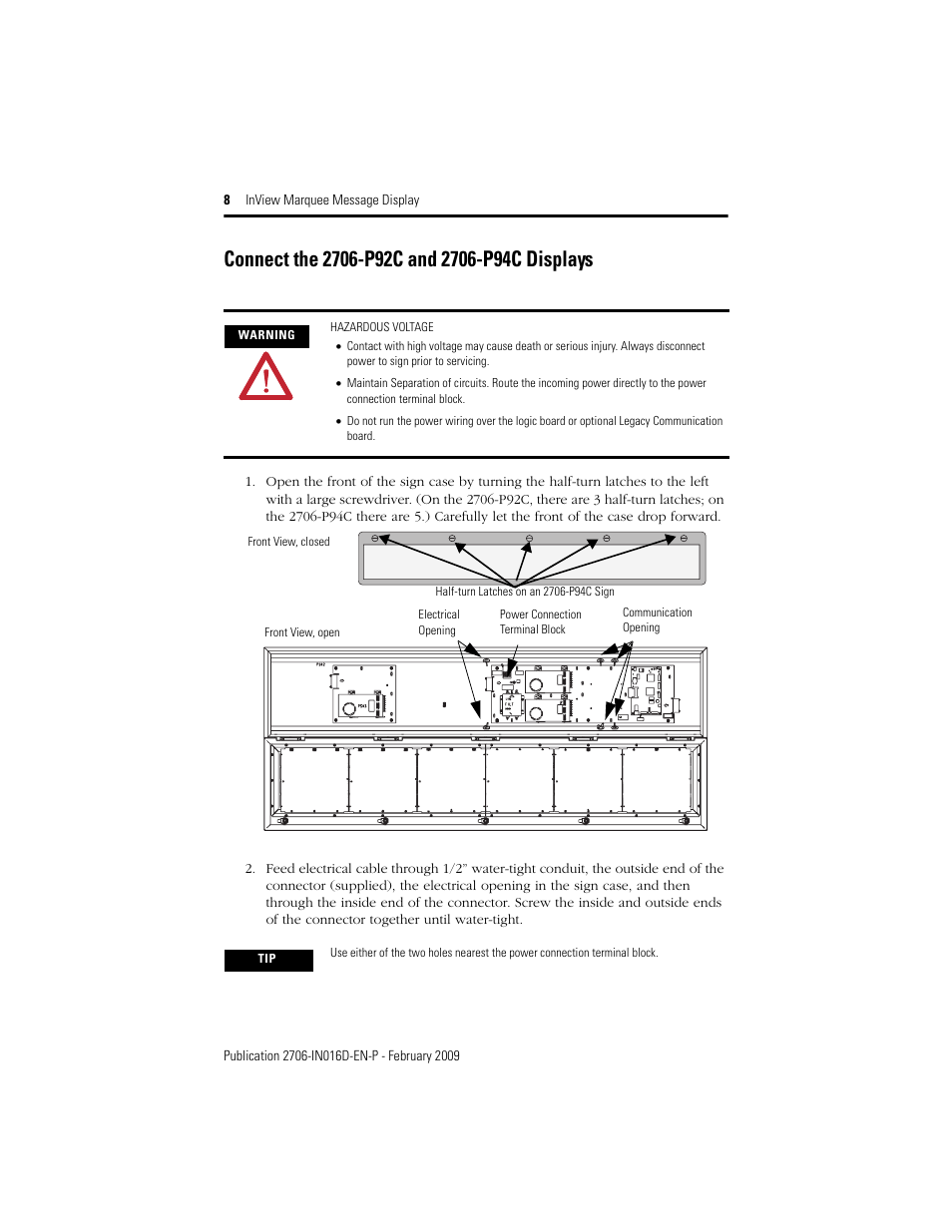 Connect the 2706-p92c and 2706-p94c displays | Rockwell Automation 2706-P92C_P94C InView Message Display User Manual | Page 8 / 20