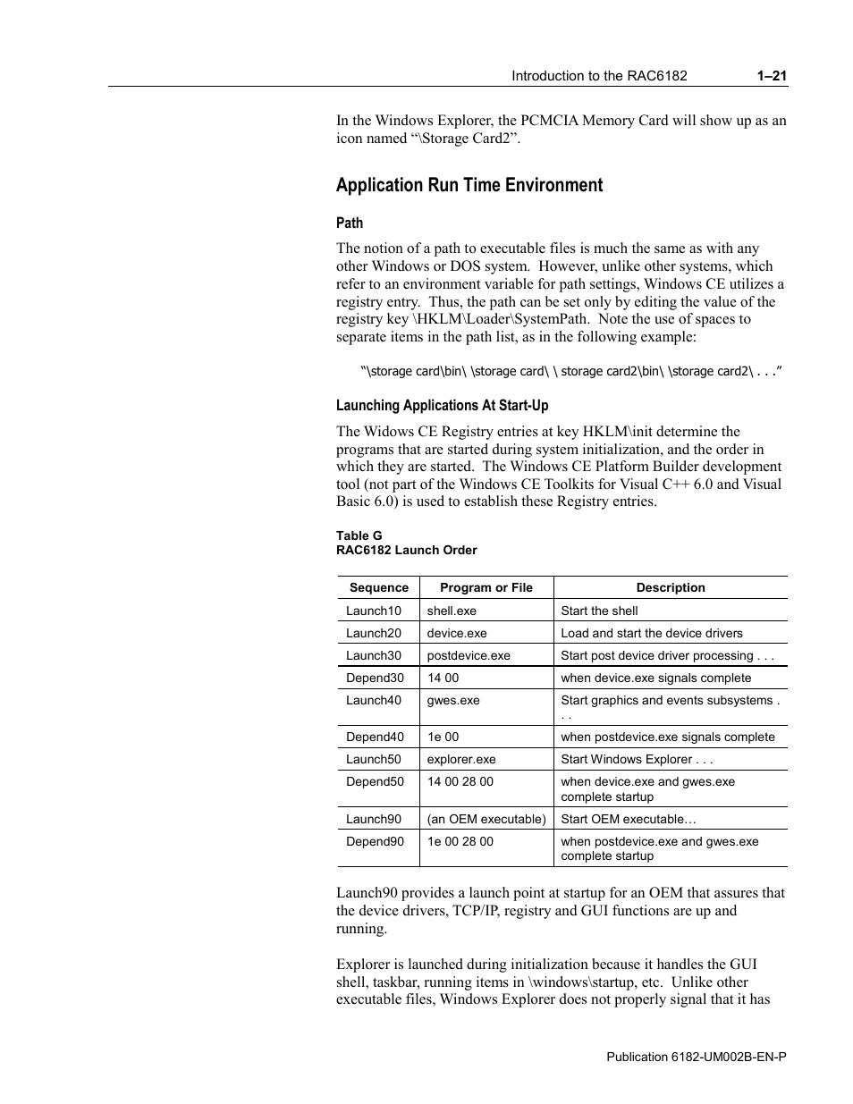 Application run time environment, Path, Launching applications at start-up | Rockwell Automation 6182 SDK User Manual | Page 27 / 108