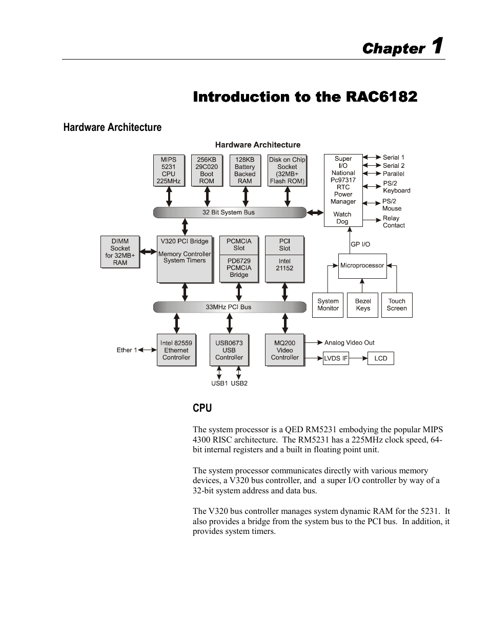 1 - introduction to the rac6182, Hardware architecture | Rockwell Automation 6182 SDK User Manual | Page 7 / 108