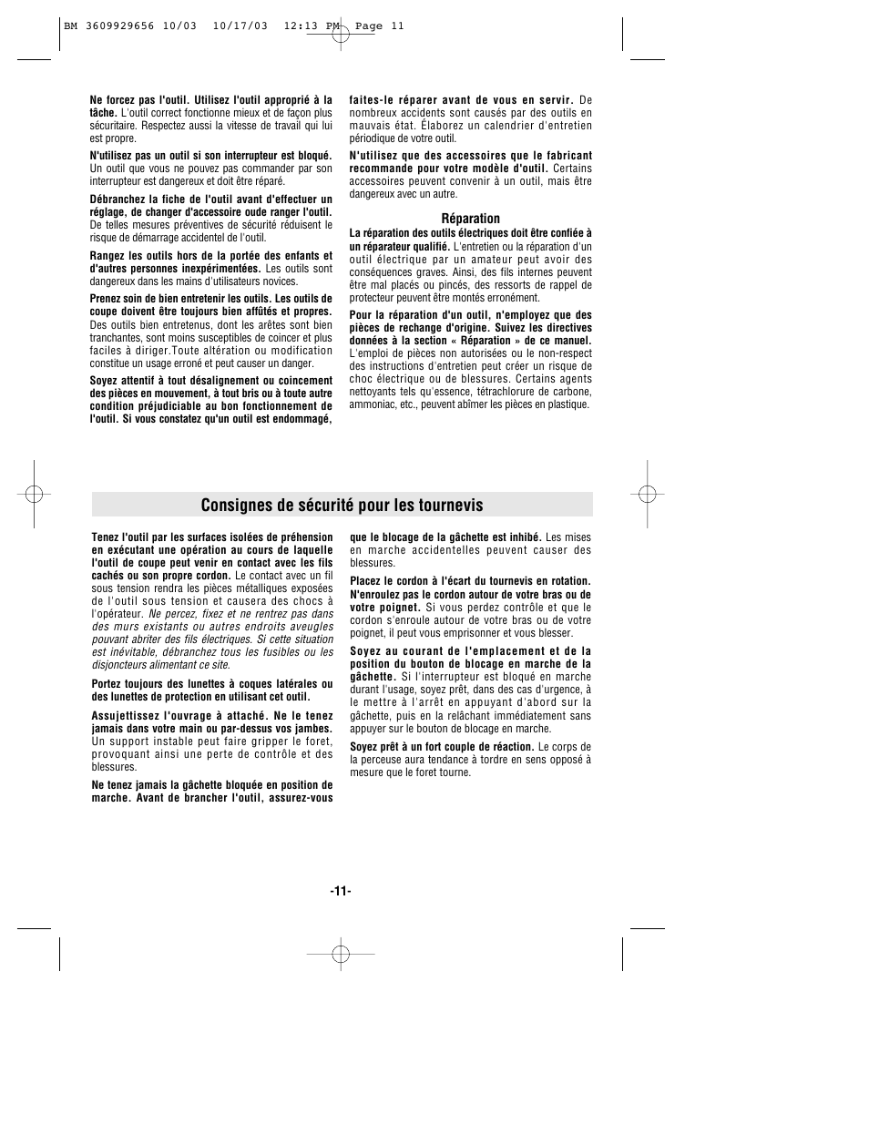 Consignes de sécurité pour les tournevis | Bosch 1404VSRL User Manual | Page 11 / 28