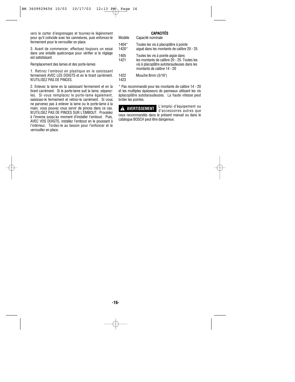 Bosch 1404VSRL User Manual | Page 16 / 28