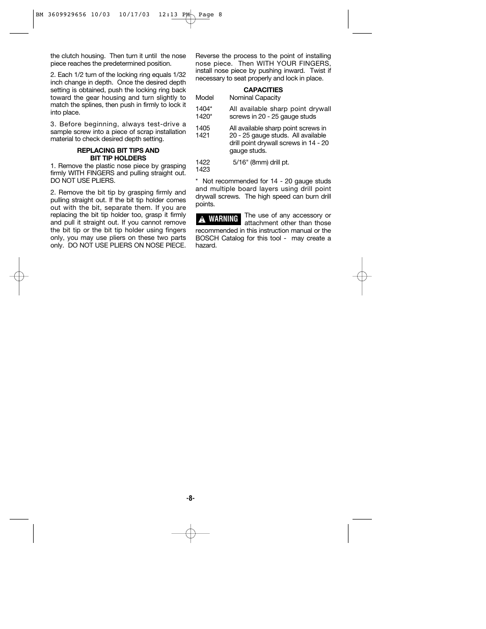 Bosch 1404VSRL User Manual | Page 8 / 28