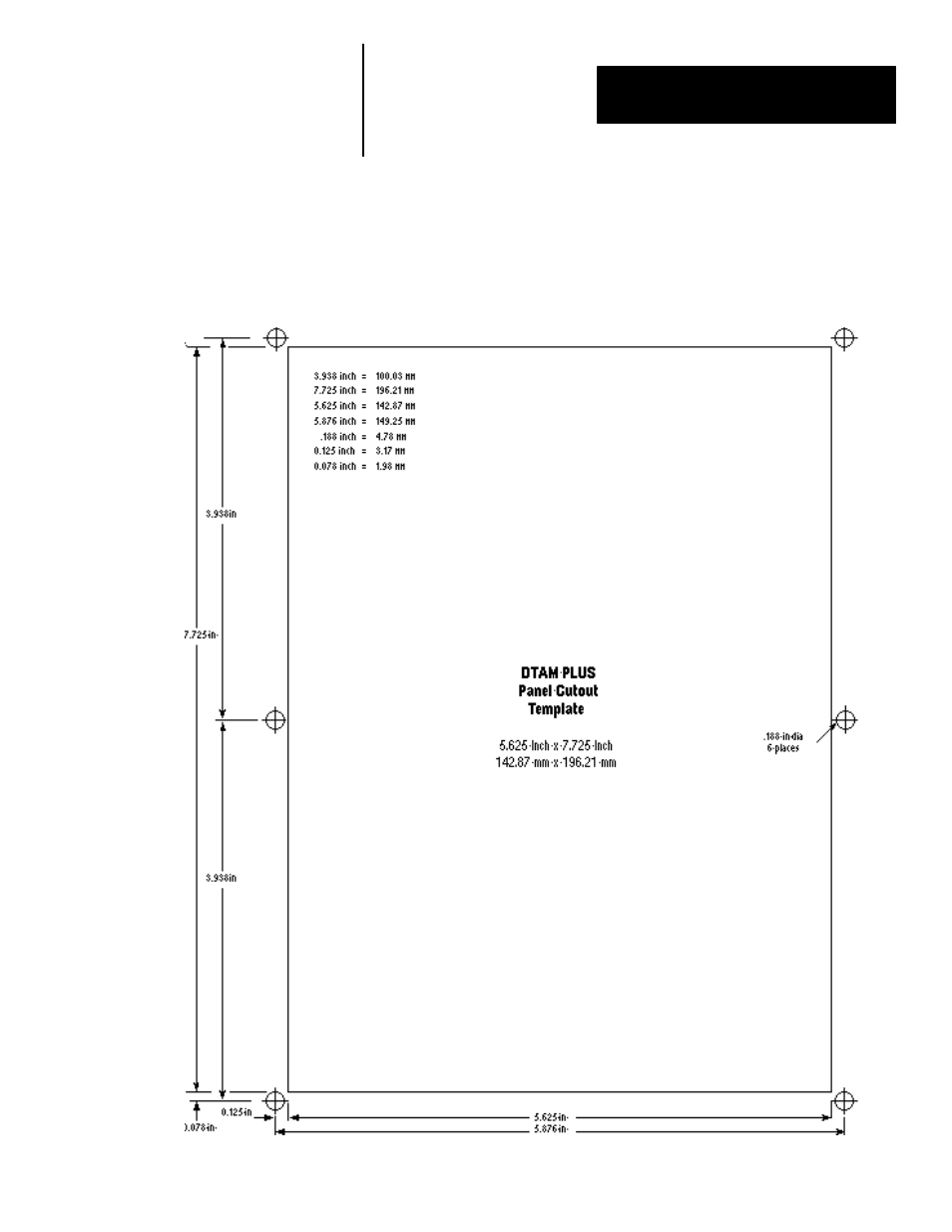 Cutout template | Rockwell Automation 2707-L40X_L8X_V40X DTAM Plus Operator Interface Module Installation Instructions User Manual | Page 73 / 154