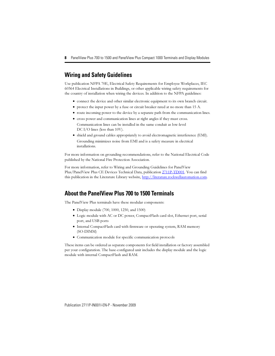 Wiring and safety guidelines | Rockwell Automation 2711PC-T10C4D1 PanelView Plus Terminals and Display Modules User Manual | Page 8 / 32