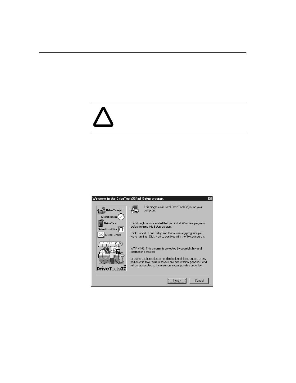 Installing drivetools32, Installing drivetools32 -2 | Rockwell Automation 9303 DRIVE TOOLS 32 VER 2.50 GETTING STARTED User Manual | Page 24 / 164