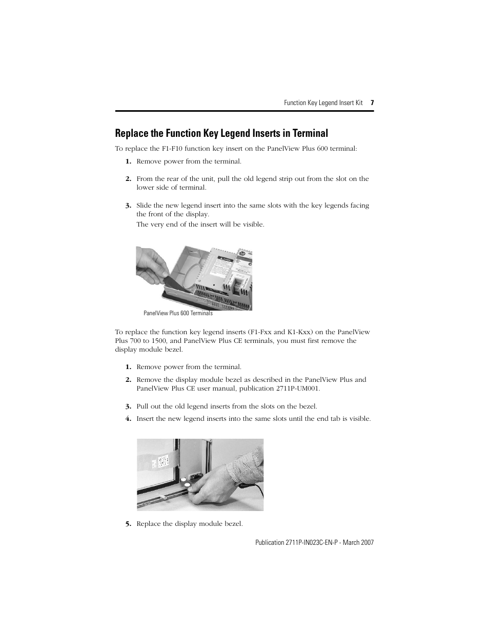 Rockwell Automation 2711P-RFKx Function Key Legend Kit User Manual | Page 7 / 8