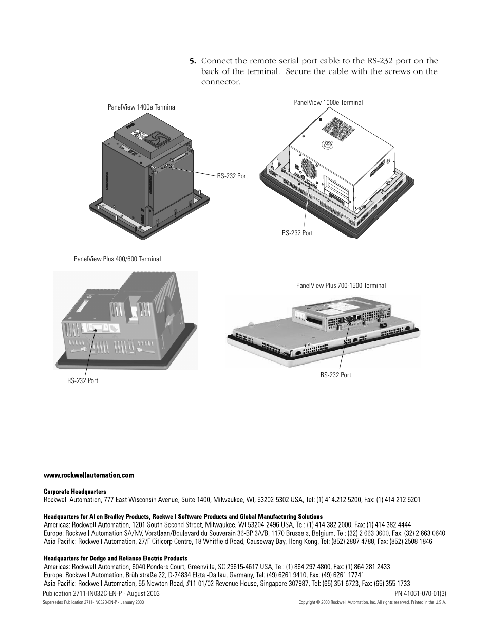 Rockwell Automation 2711-NC17 Remote RS-232 Port Assembly User Manual | Page 4 / 12