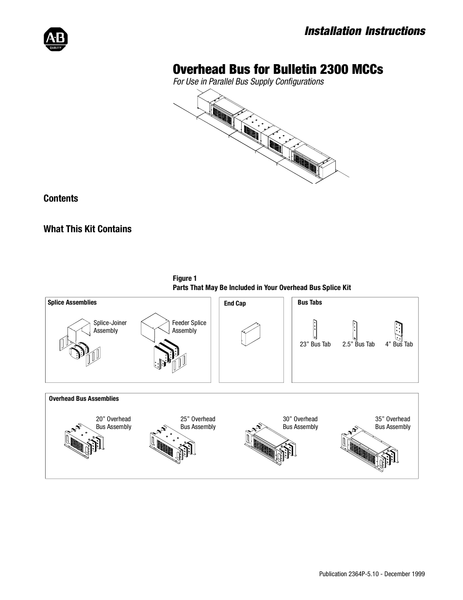 Rockwell Automation 2364P Overhead Bus for Bulletin 2300 MCCs User Manual | 8 pages