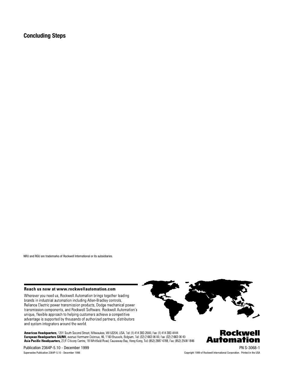 Concluding steps | Rockwell Automation 2364P Overhead Bus for Bulletin 2300 MCCs User Manual | Page 8 / 8