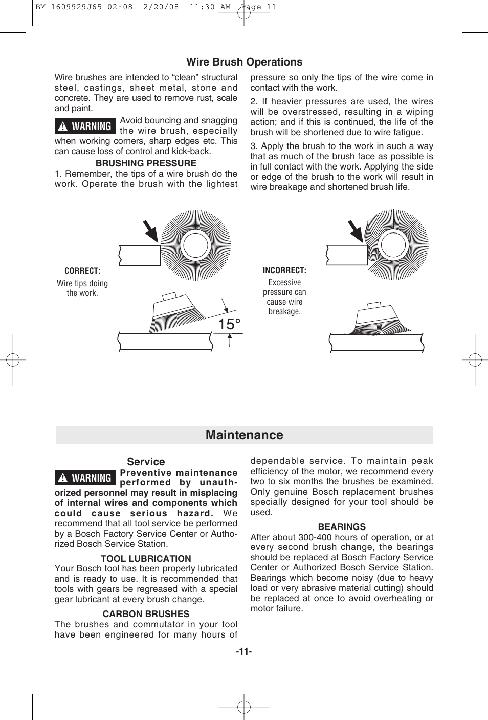 Maintenance | Bosch 1811PS User Manual | Page 11 / 36