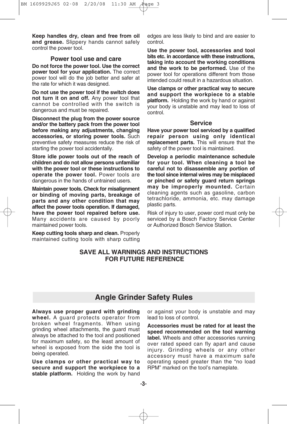 Angle grinder safety rules | Bosch 1811PS User Manual | Page 3 / 36