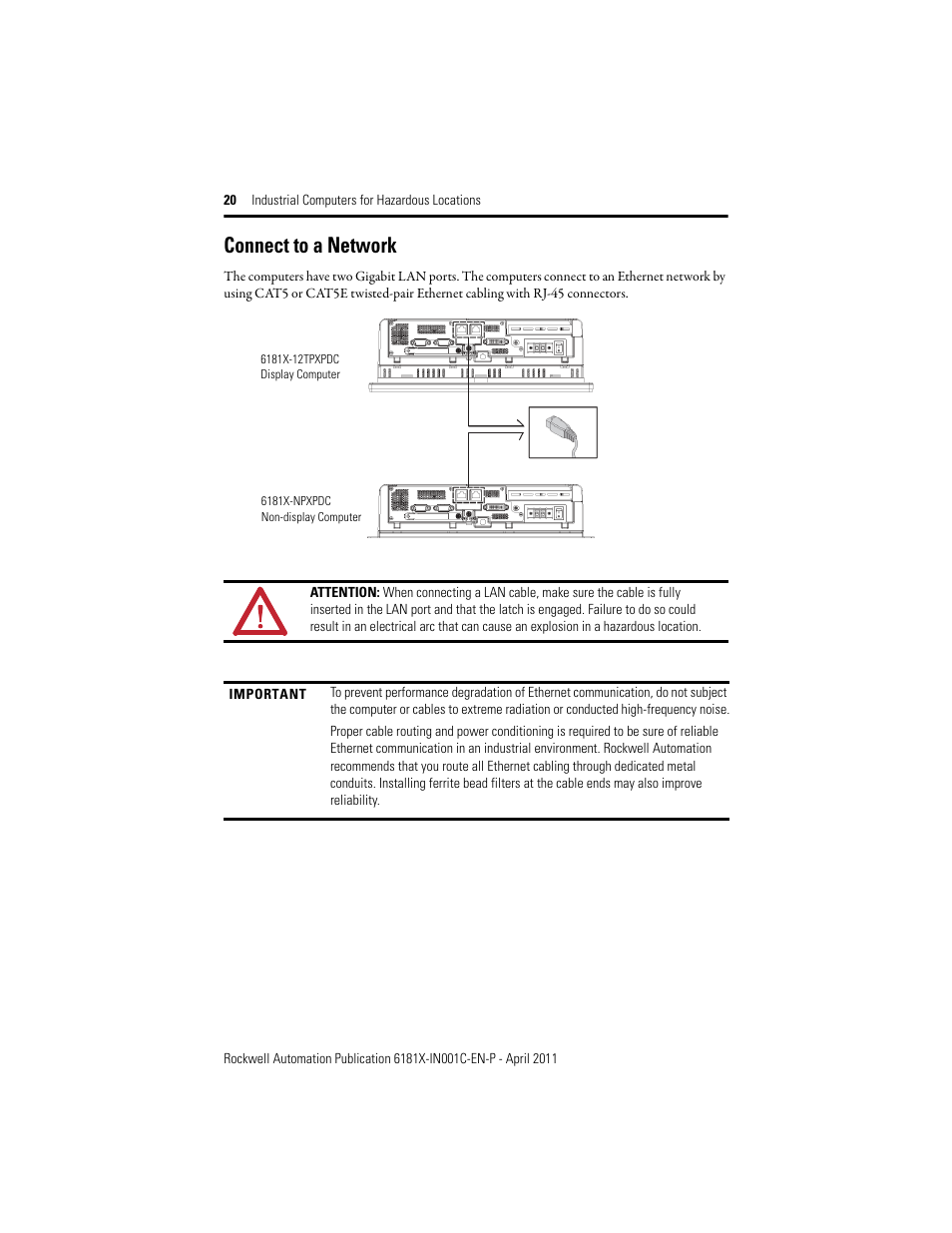 Connect to a network | Rockwell Automation 6181X-12TPXPDC Industrial Integrated Computers for Hazardous Locations User Manual | Page 20 / 32