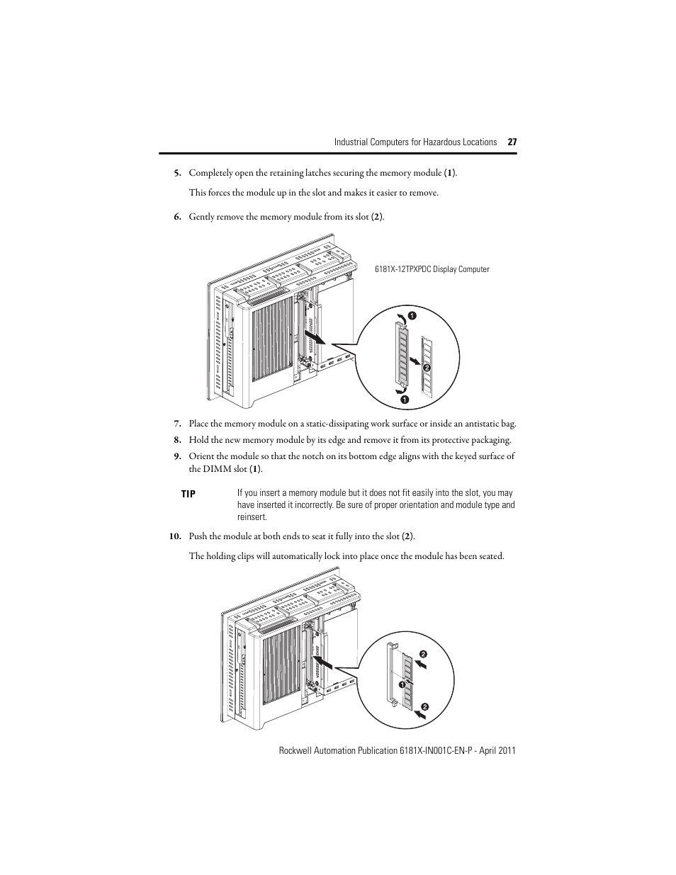 Rockwell Automation 6181X-12TPXPDC Industrial Integrated Computers for Hazardous Locations User Manual | Page 27 / 32