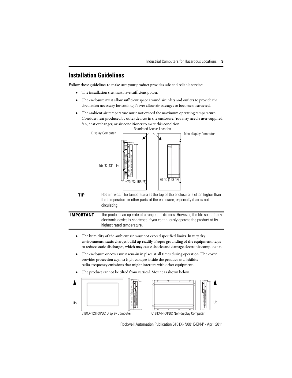 Installation guidelines | Rockwell Automation 6181X-12TPXPDC Industrial Integrated Computers for Hazardous Locations User Manual | Page 9 / 32