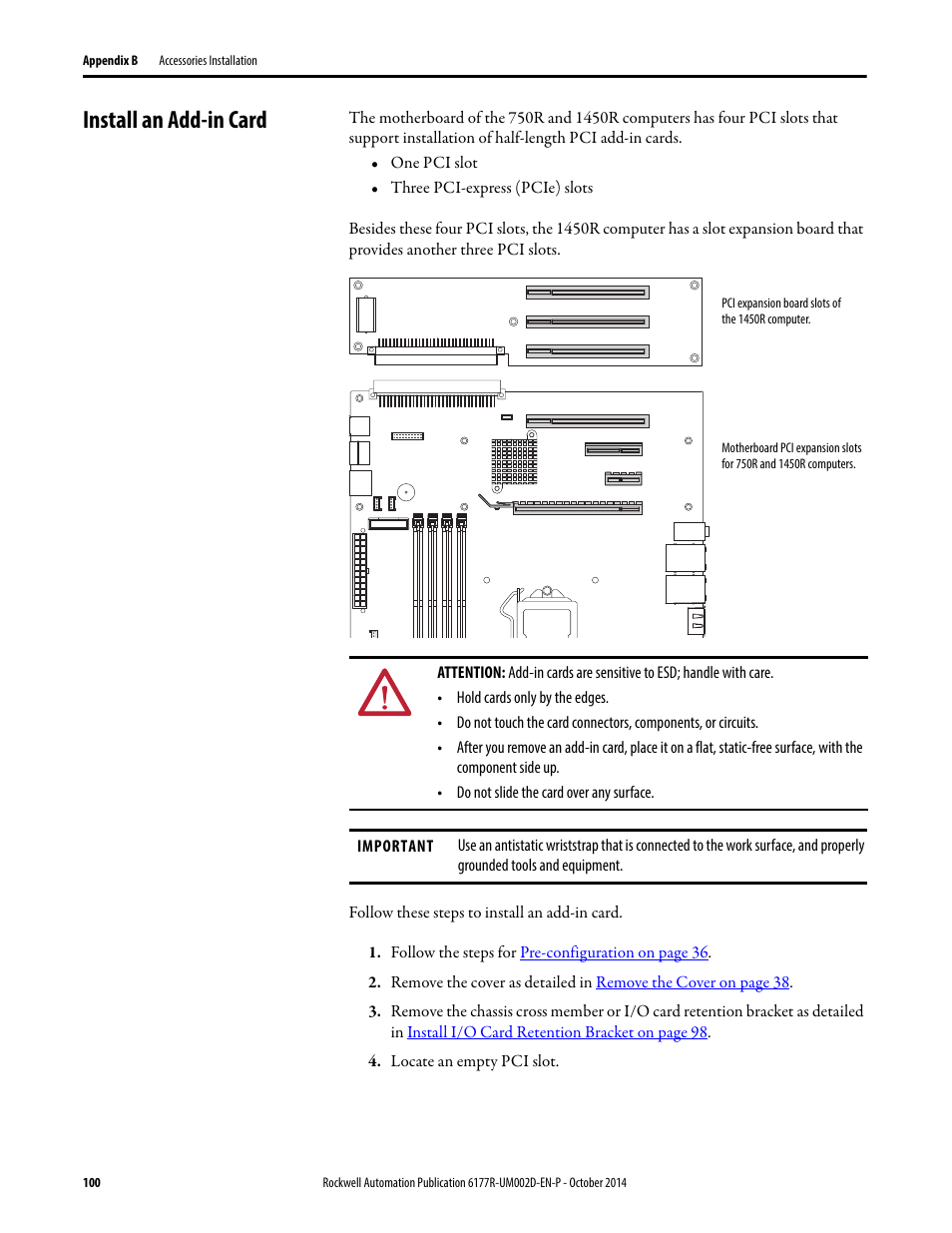 Install an add-in card | Rockwell Automation 6189V-xxxx Non-display Industrial Computers User Manual User Manual | Page 100 / 108