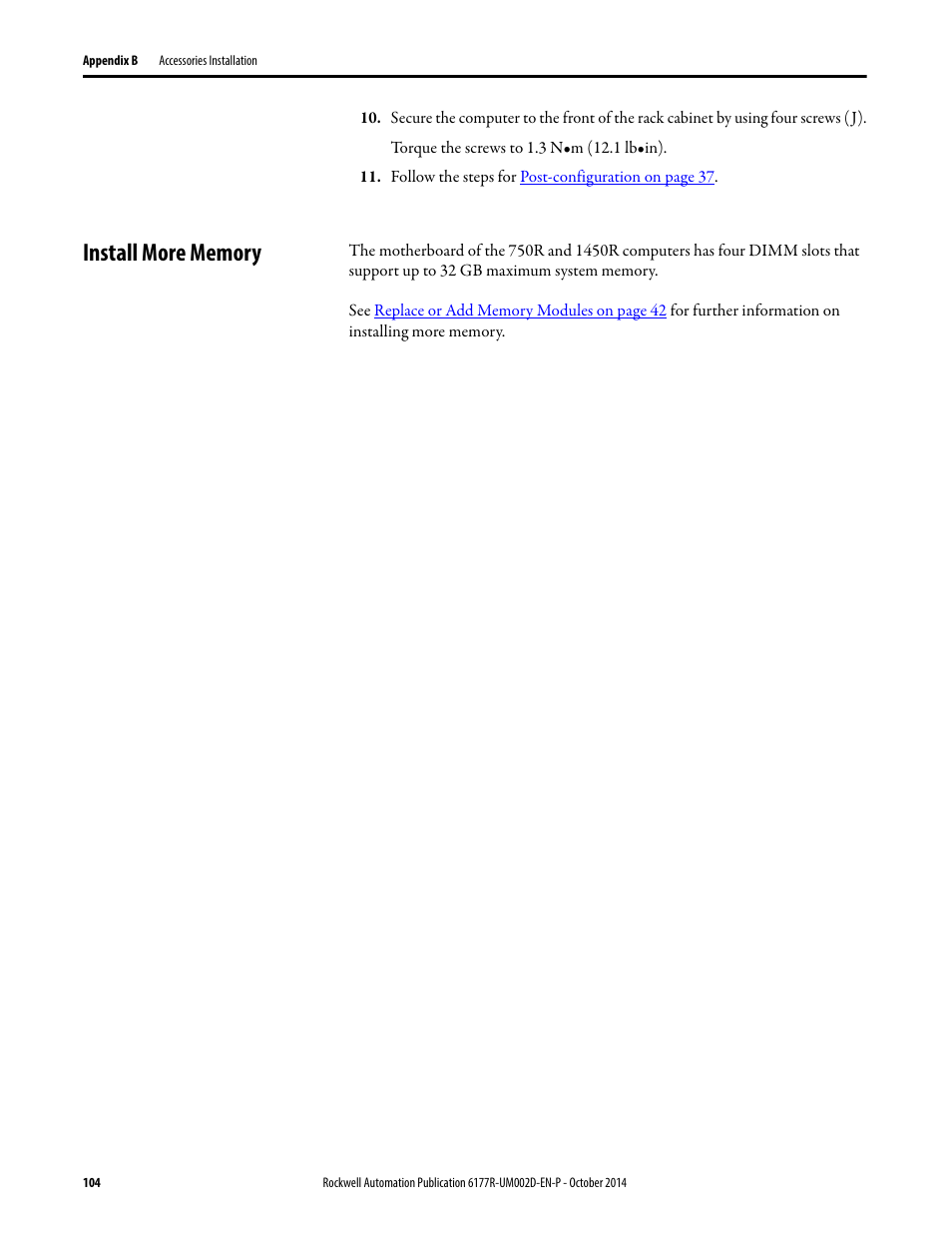 Install more memory | Rockwell Automation 6189V-xxxx Non-display Industrial Computers User Manual User Manual | Page 104 / 108