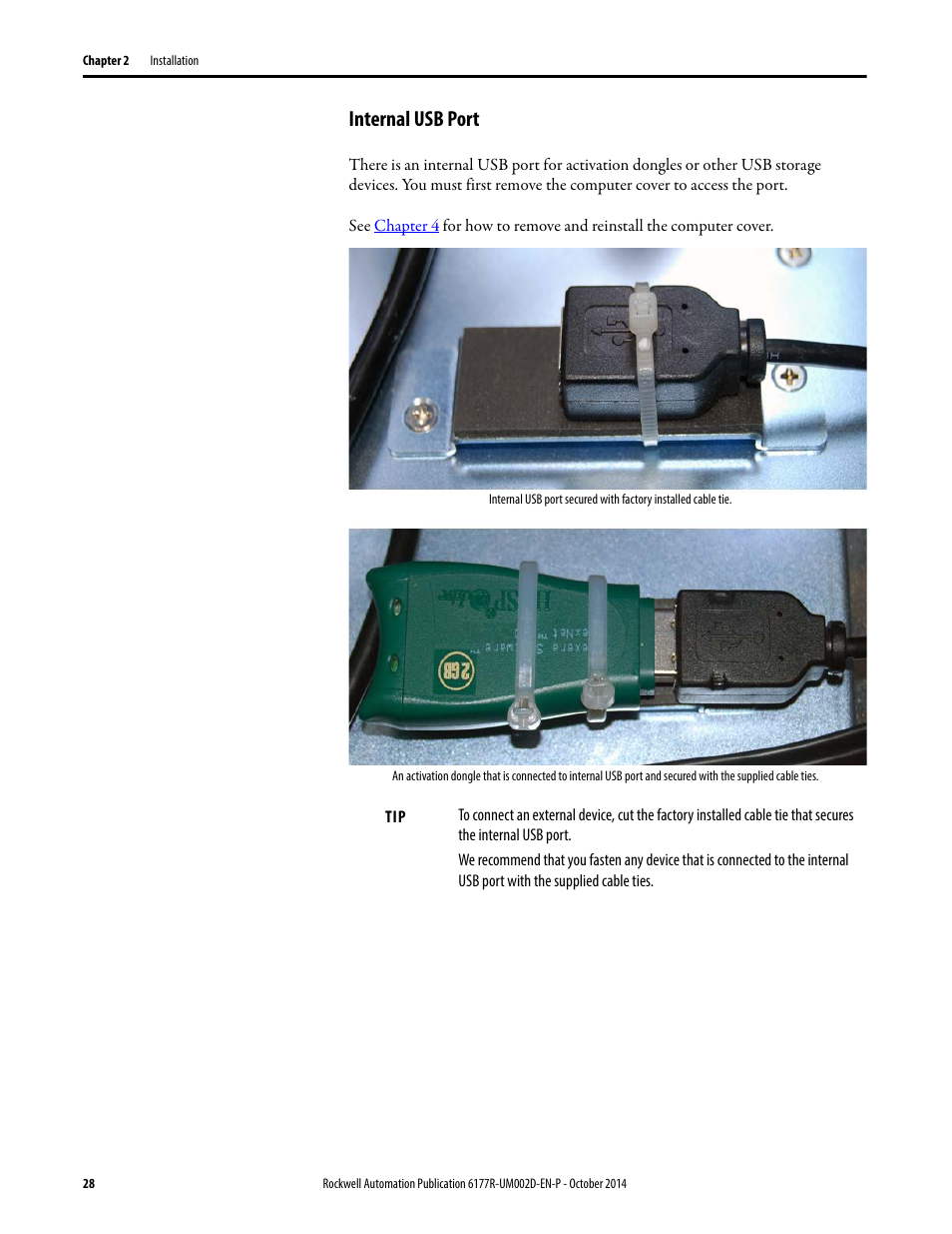 Internal usb port | Rockwell Automation 6189V-xxxx Non-display Industrial Computers User Manual User Manual | Page 28 / 108