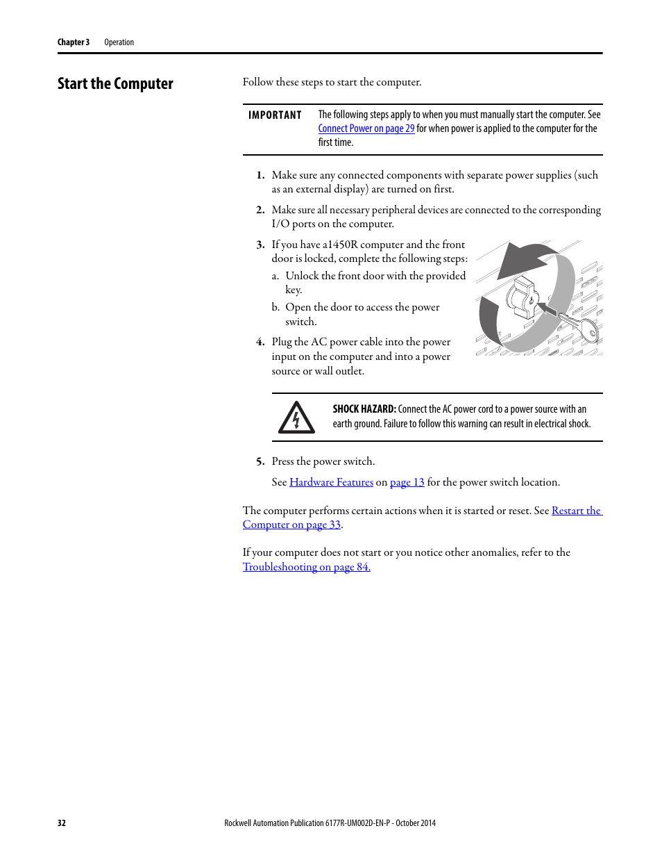 Start the computer | Rockwell Automation 6189V-xxxx Non-display Industrial Computers User Manual User Manual | Page 32 / 108