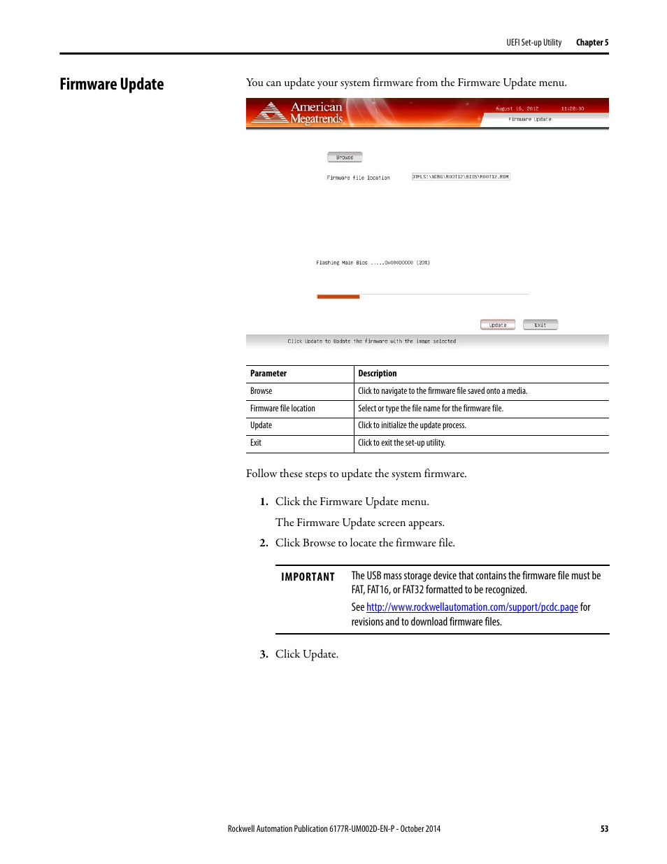 Firmware update | Rockwell Automation 6189V-xxxx Non-display Industrial Computers User Manual User Manual | Page 53 / 108