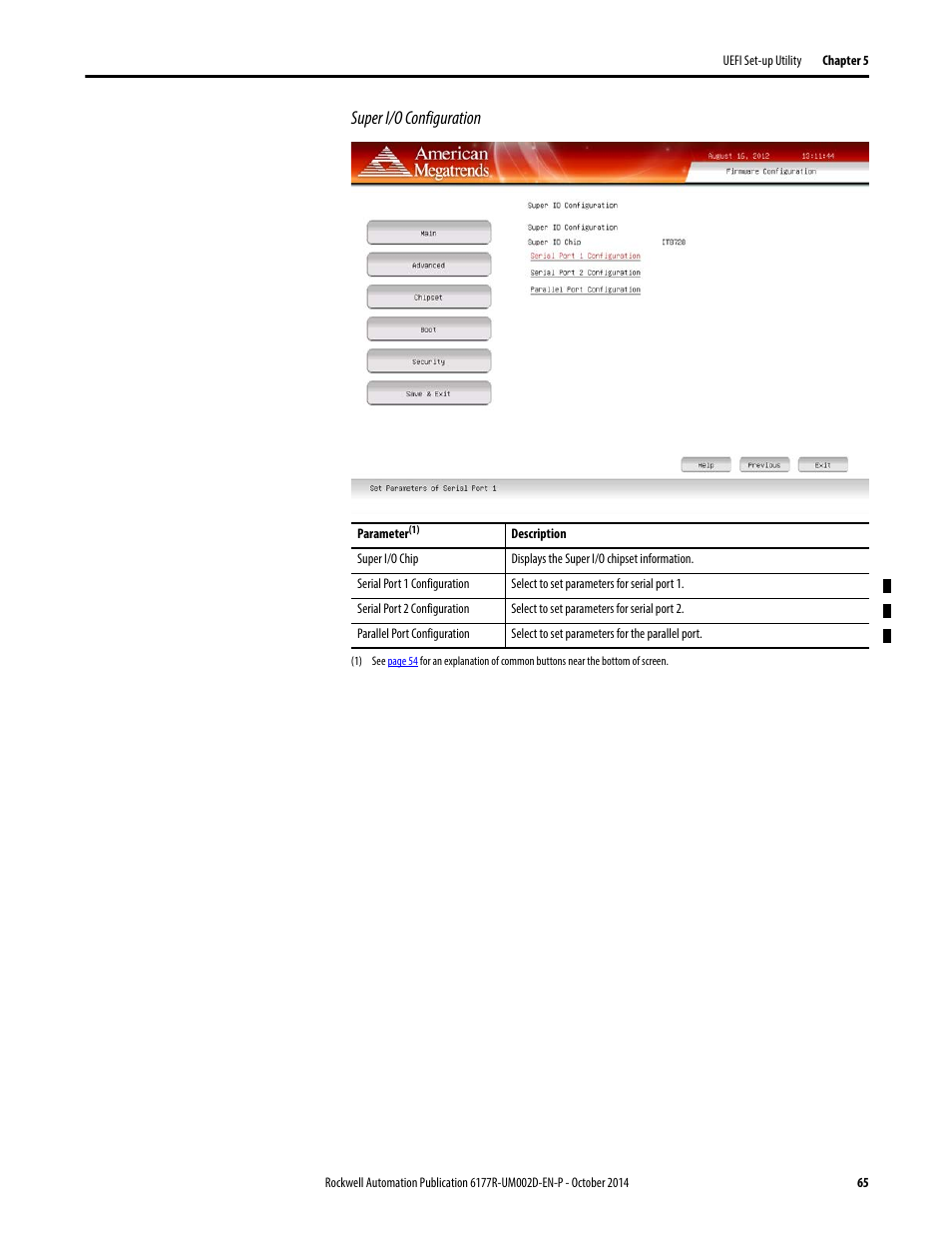 Super i/o configuration | Rockwell Automation 6189V-xxxx Non-display Industrial Computers User Manual User Manual | Page 65 / 108