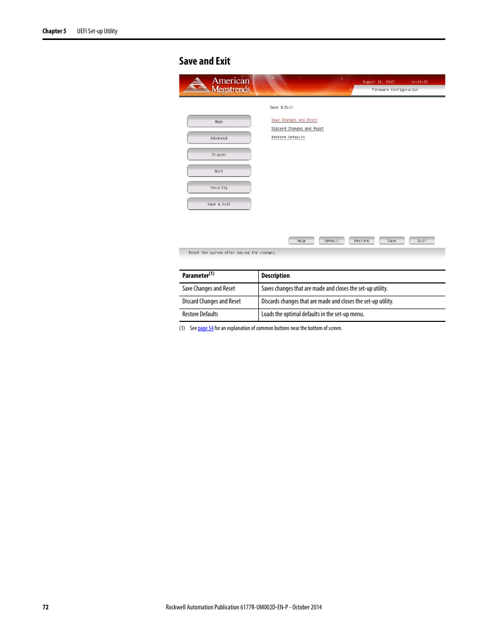 Save and exit | Rockwell Automation 6189V-xxxx Non-display Industrial Computers User Manual User Manual | Page 72 / 108