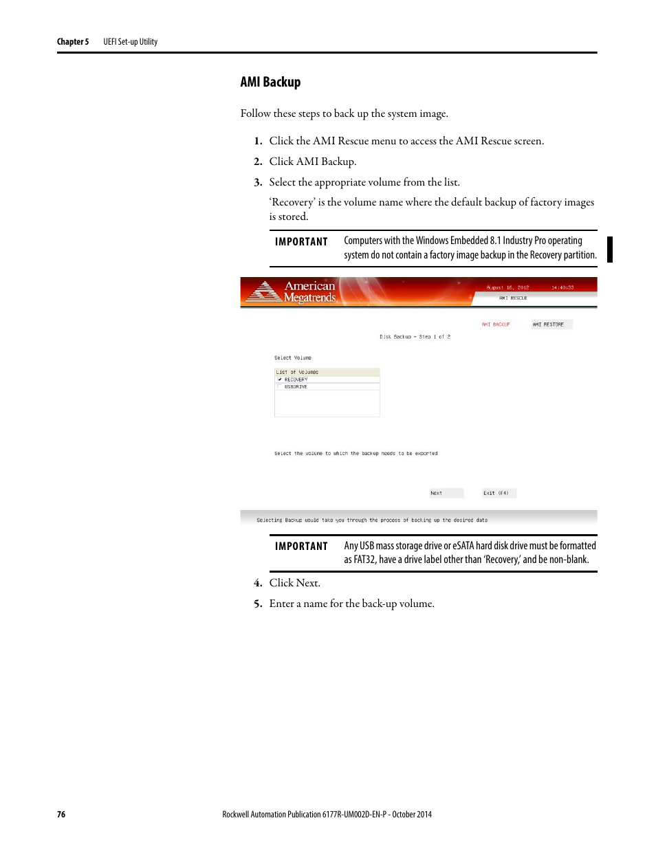Ami backup | Rockwell Automation 6189V-xxxx Non-display Industrial Computers User Manual User Manual | Page 76 / 108