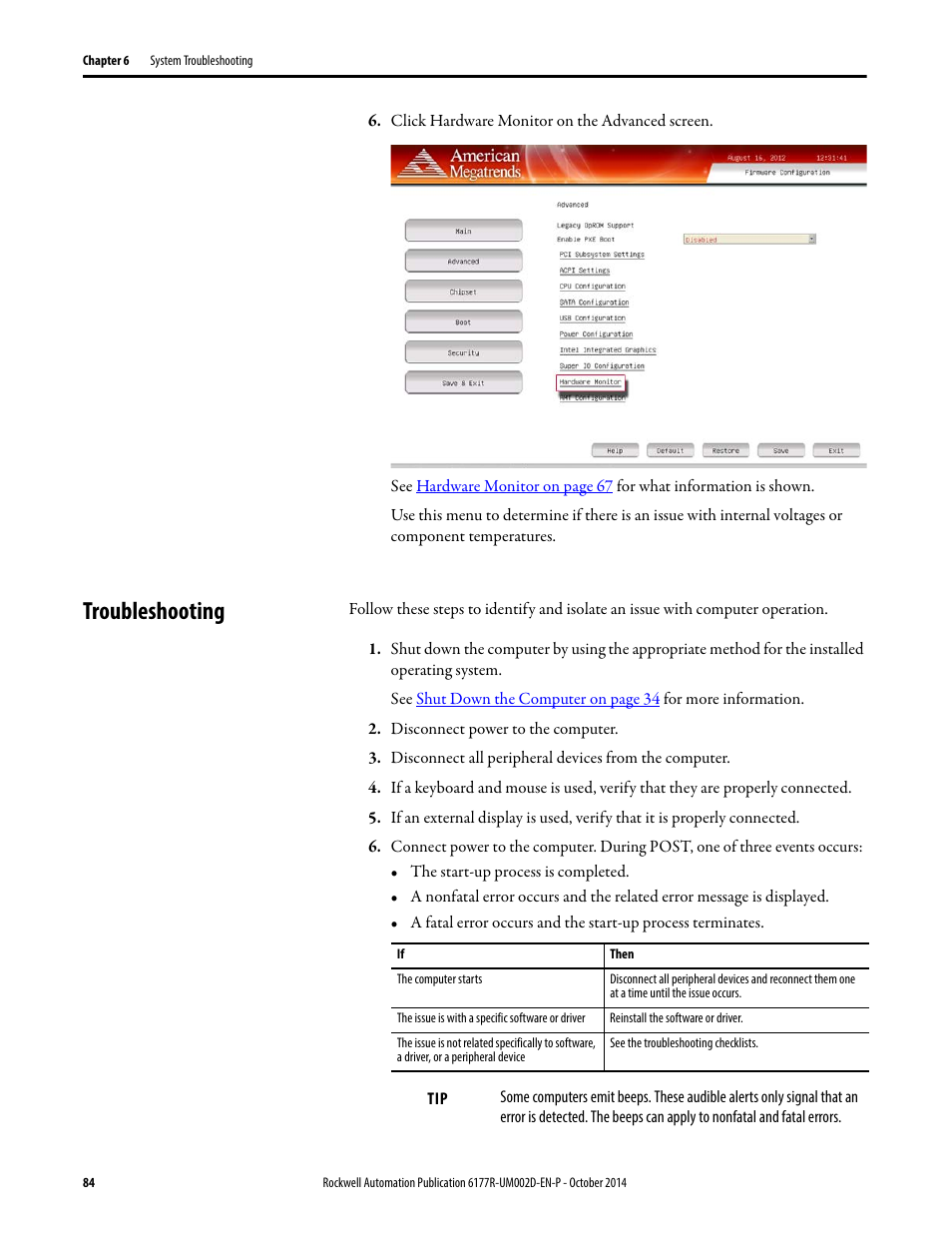 Troubleshooting | Rockwell Automation 6189V-xxxx Non-display Industrial Computers User Manual User Manual | Page 84 / 108