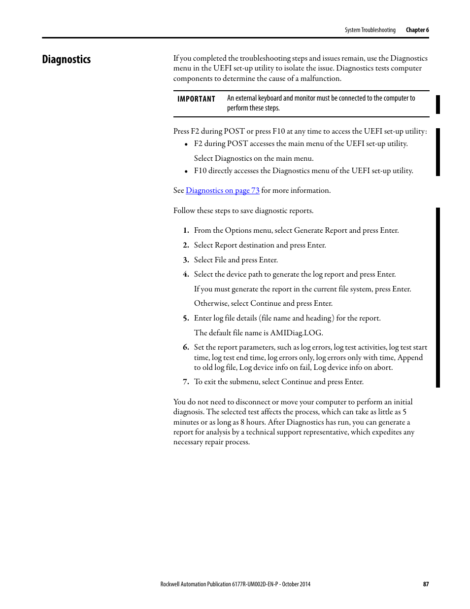 Diagnostics | Rockwell Automation 6189V-xxxx Non-display Industrial Computers User Manual User Manual | Page 87 / 108