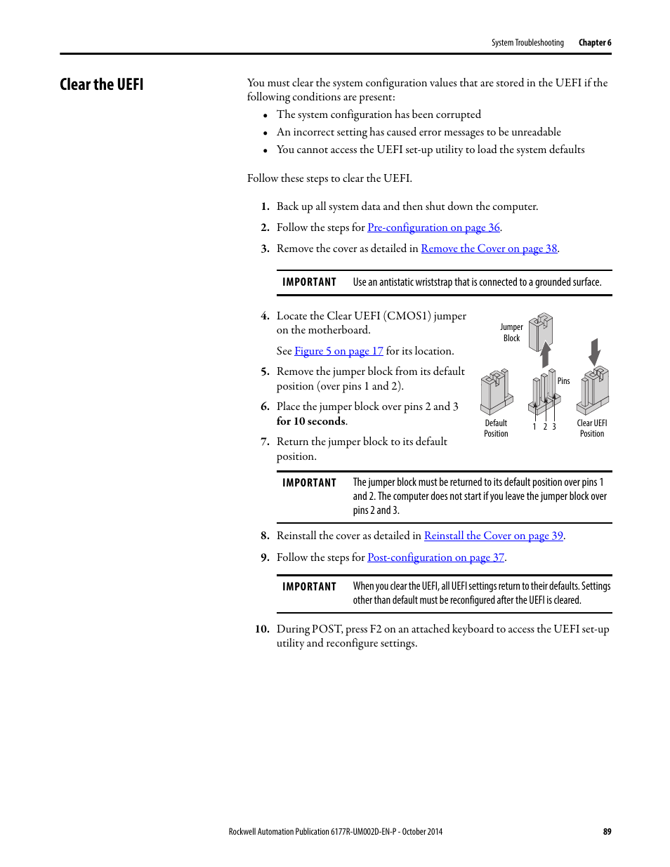 Clear the uefi | Rockwell Automation 6189V-xxxx Non-display Industrial Computers User Manual User Manual | Page 89 / 108