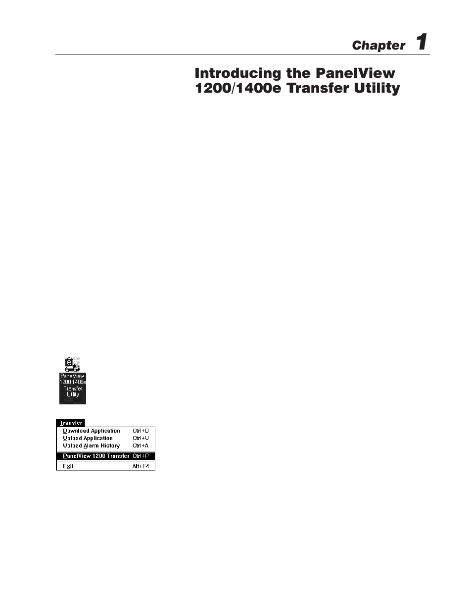 About the panelview 1200/1400e transfer utility, Chapter | Rockwell Automation 2711E-ND7 PanelView 1400E File Transfer Utility User Manual | Page 9 / 87