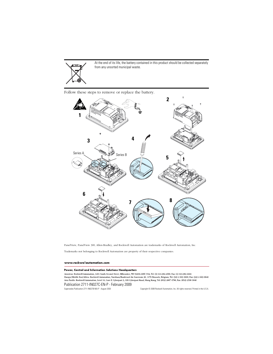 Back cover | Rockwell Automation 2711 PanelView 300 Keypad Terminal Installation Instructions User Manual | Page 12 / 12