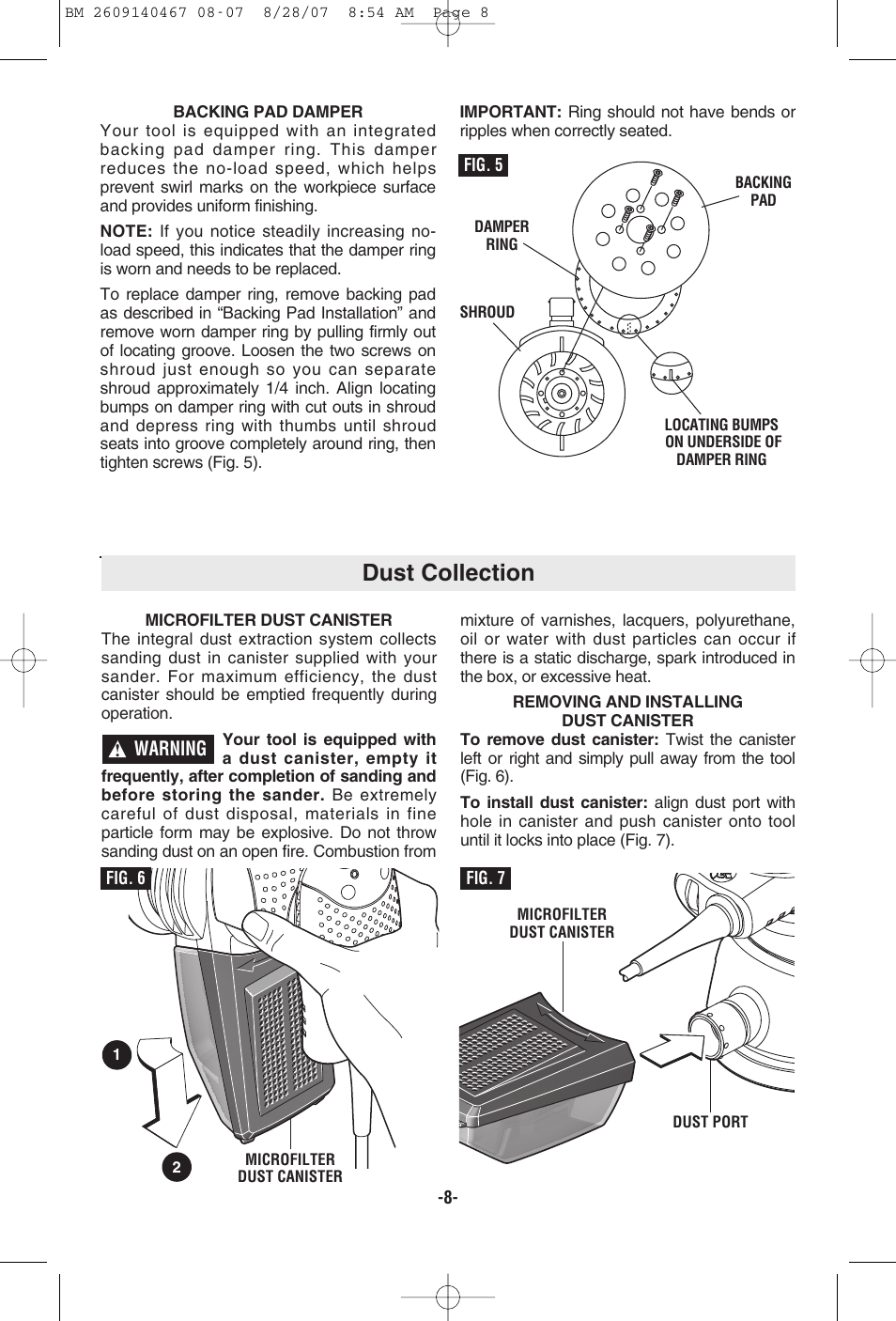 Dust collection | Bosch ROS10 User Manual | Page 8 / 36