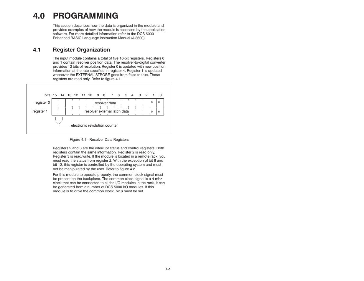0 programming, 1 register organization | Rockwell Automation 57C411 Resolver Input Module User Manual | Page 19 / 46