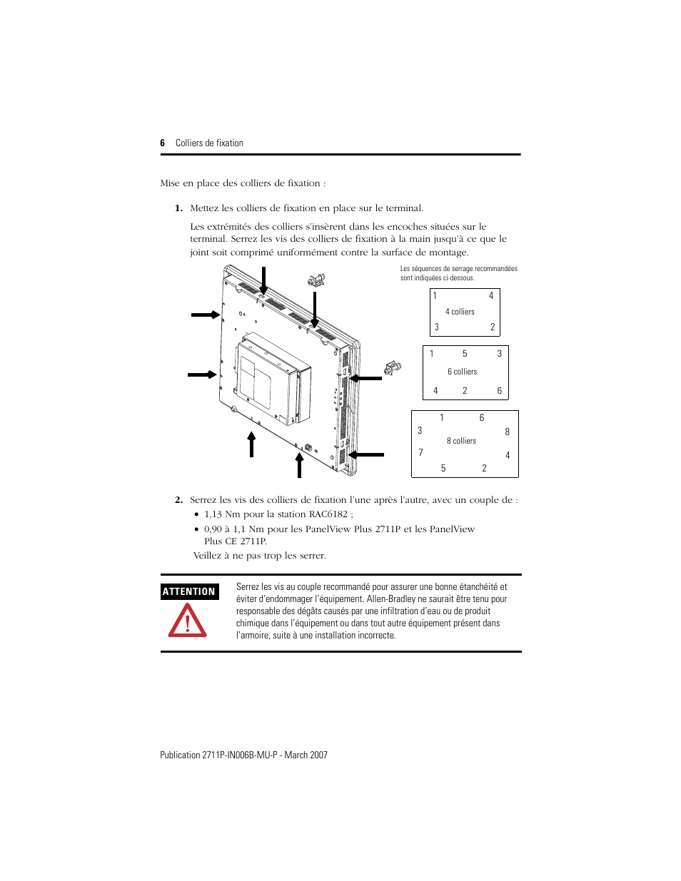 Mise en place des colliers de fixation | Rockwell Automation 2711P-RTMC Mounting Clips User Manual | Page 6 / 16