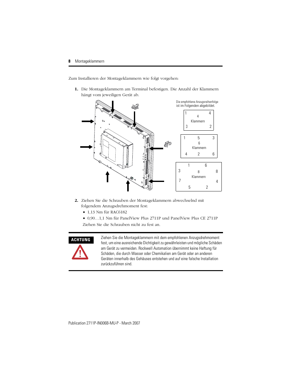 Rockwell Automation 2711P-RTMC Mounting Clips User Manual | Page 8 / 16