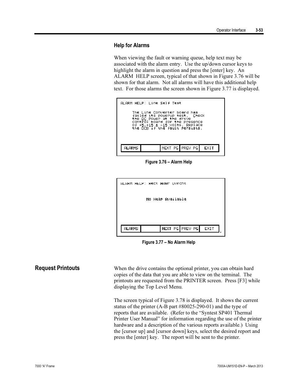 Request printouts | Rockwell Automation 7000A PowerFlex Medium Voltage AC Drive (A Frame) - ForGe Control (PanelView 550) User Manual | Page 113 / 222