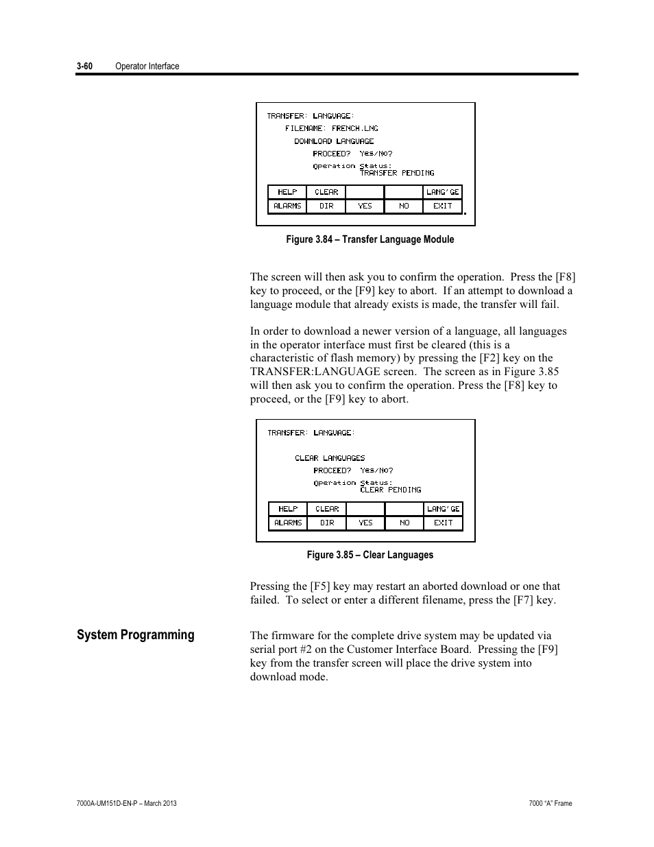 System programming | Rockwell Automation 7000A PowerFlex Medium Voltage AC Drive (A Frame) - ForGe Control (PanelView 550) User Manual | Page 120 / 222