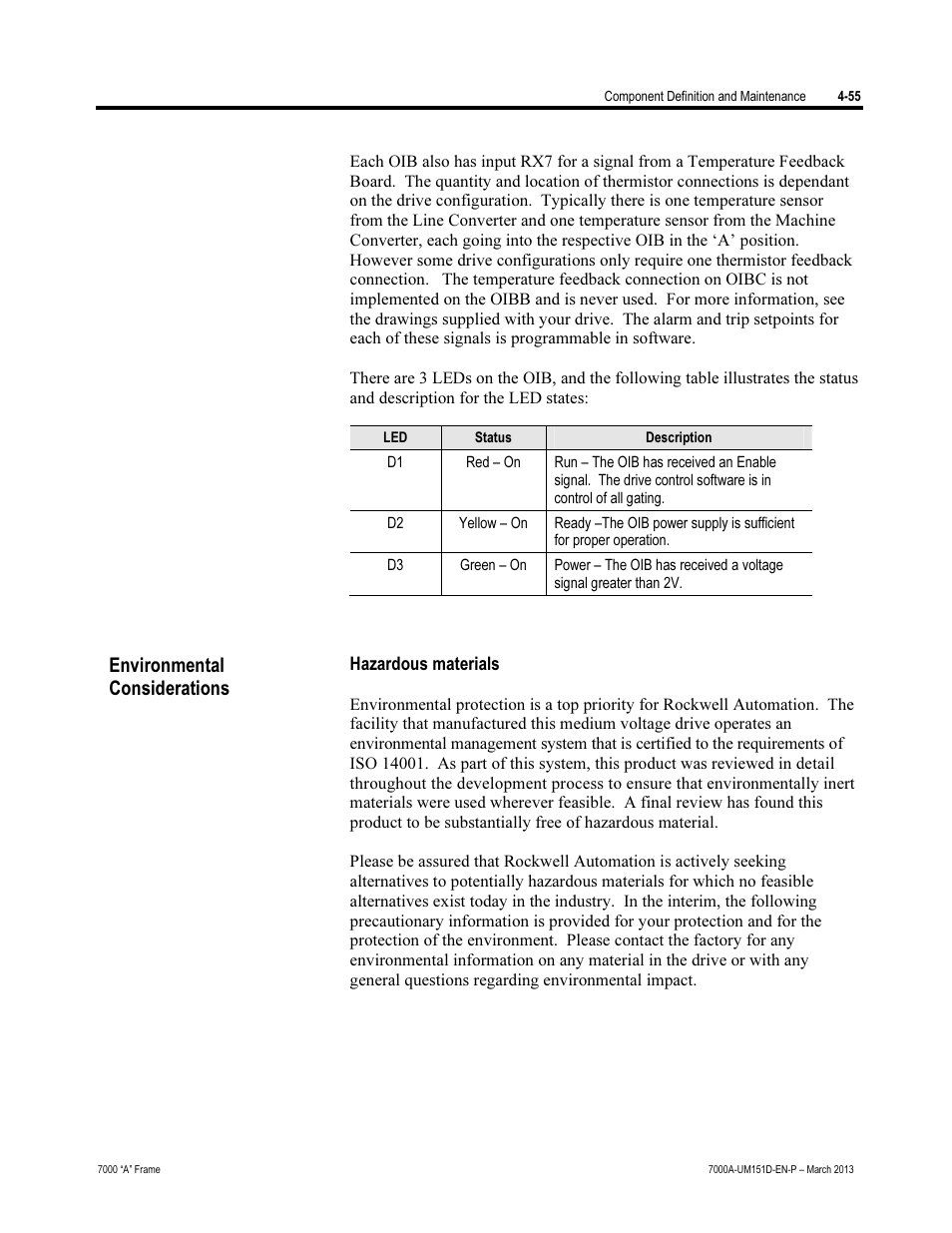 Environmental considerations | Rockwell Automation 7000A PowerFlex Medium Voltage AC Drive (A Frame) - ForGe Control (PanelView 550) User Manual | Page 181 / 222