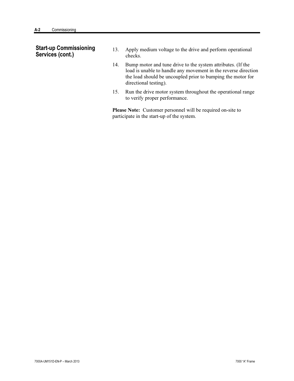 Start-up commissioning services (cont.) | Rockwell Automation 7000A PowerFlex Medium Voltage AC Drive (A Frame) - ForGe Control (PanelView 550) User Manual | Page 186 / 222