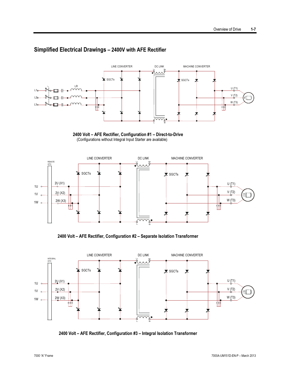 Simplified electrical drawings, 2400v with afe rectifier | Rockwell Automation 7000A PowerFlex Medium Voltage AC Drive (A Frame) - ForGe Control (PanelView 550) User Manual | Page 19 / 222