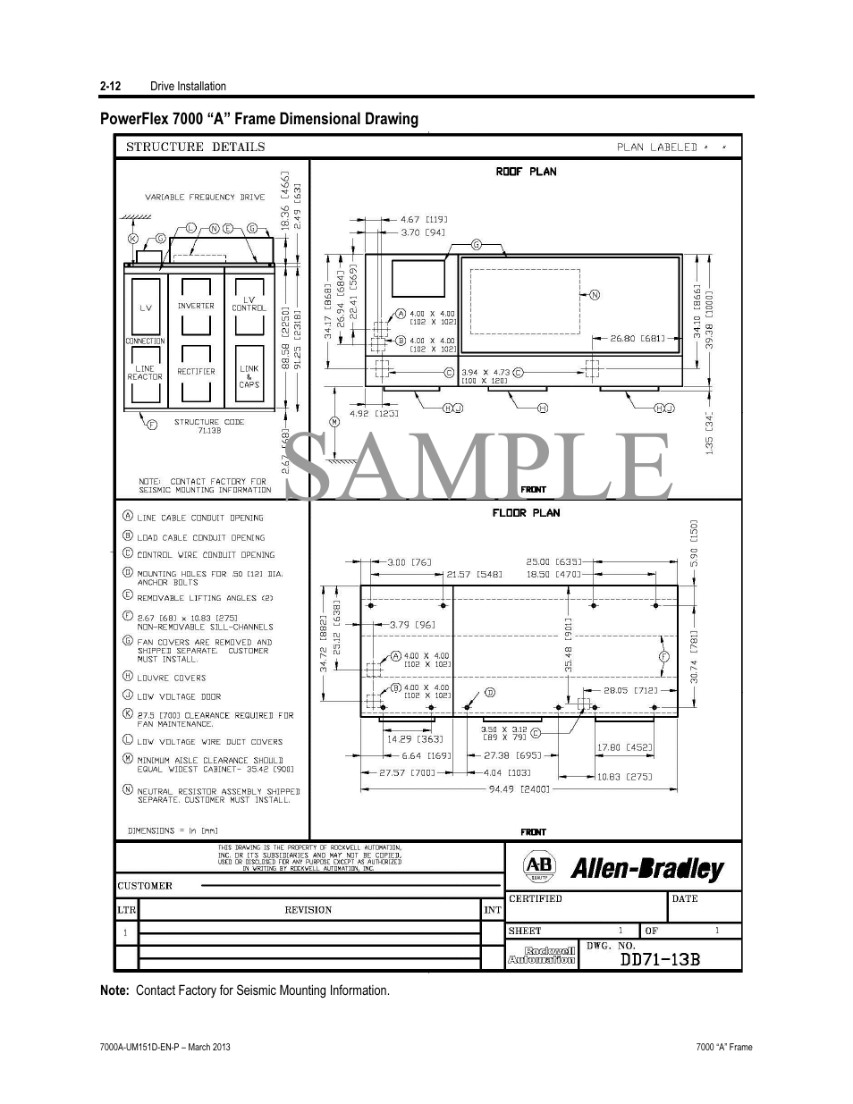 Sample | Rockwell Automation 7000A PowerFlex Medium Voltage AC Drive (A Frame) - ForGe Control (PanelView 550) User Manual | Page 34 / 222