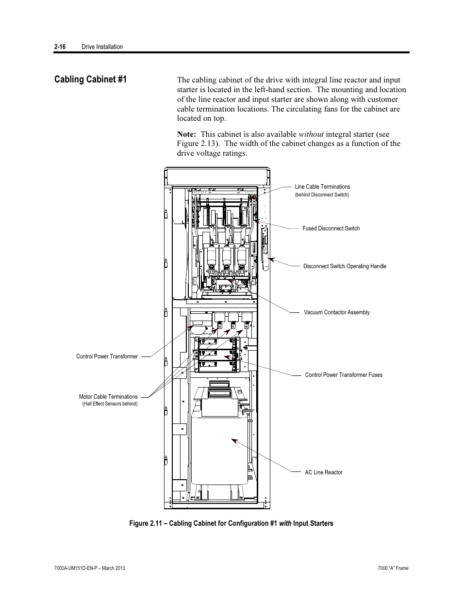 Cabling cabinet #1 | Rockwell Automation 7000A PowerFlex Medium Voltage AC Drive (A Frame) - ForGe Control (PanelView 550) User Manual | Page 38 / 222